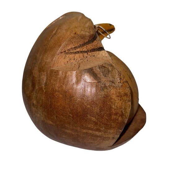 Handmade Wise Owl Wearing Glasses Coconut Shell Figurine Sculpture Kitsch BOHO - Picture 5 of 12